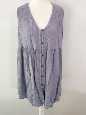 Stillwater Supply Women Button Down Sleeveless Top Purple 2X Boho Coastal Summer